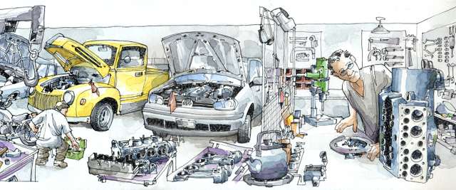 two men doing auto and website maintenance in richmond hill